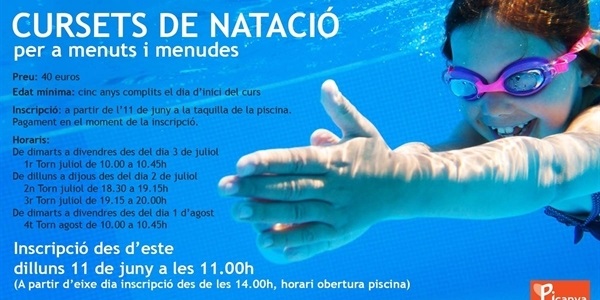 Cursets de natació per a menuts i menudes a les piscines del Poliesportiu