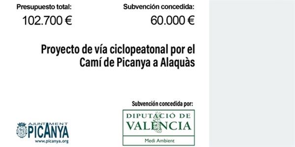 Subvenció per al projecte de via de ciclo-vianants pel Camí de Picanya a Alaquàs