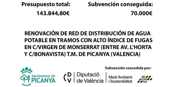 Subvenció per a la renovació de la red d'aigua potable · Tram Carrer Verge de Montserrat