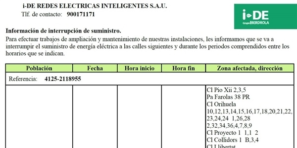 Talls de subministrament elèctric pels treballs de millora de les línies