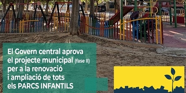 El Govern central aprova el projecte municipal (fase II) per a la renovació i ampliació de tots els parcs infantils